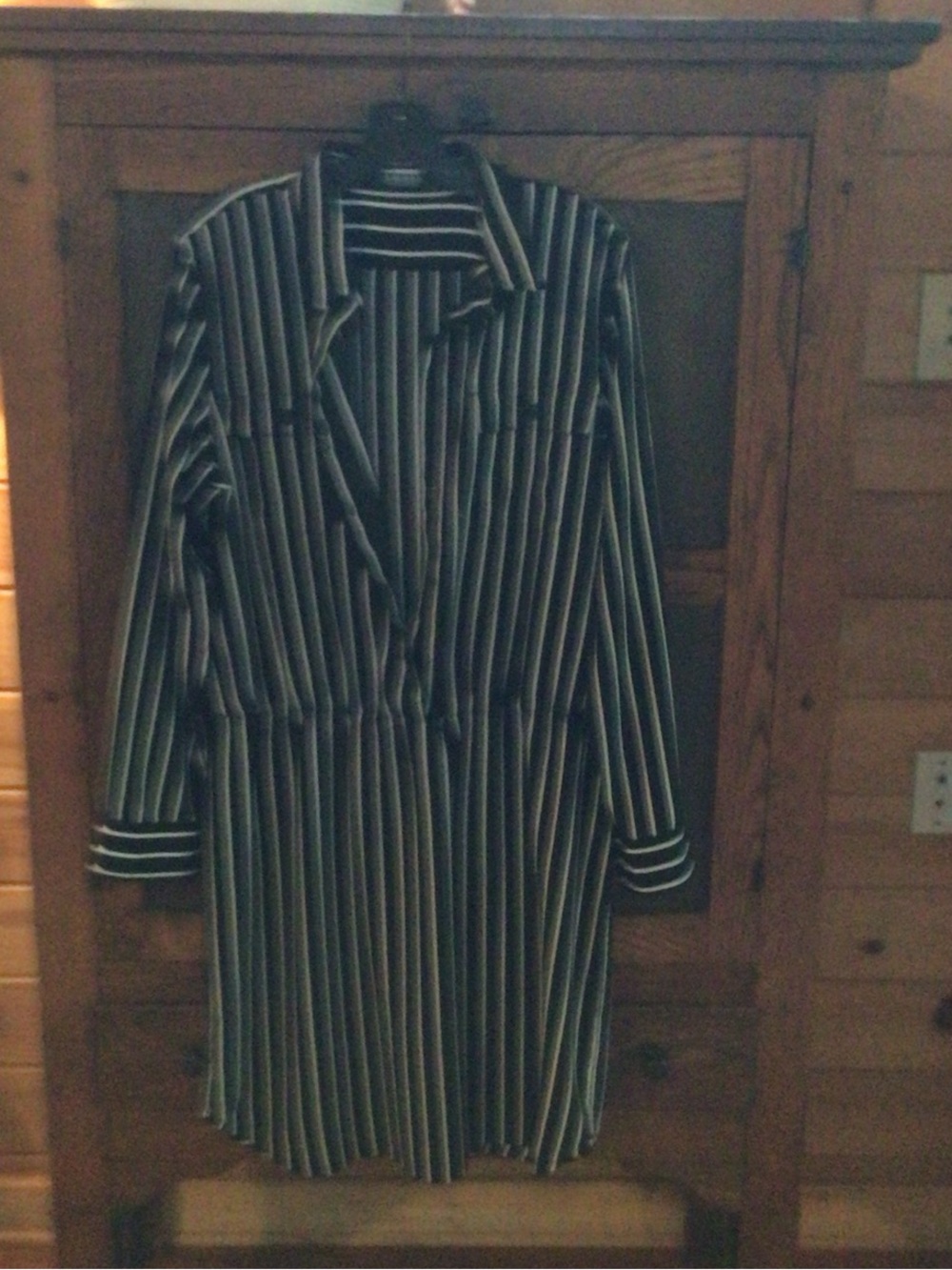 Ralph Lauren Black and White Striped Long-Sleeve Shirt Dress